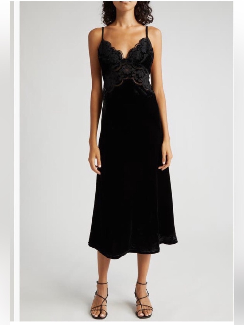 FARM Rio Richelieu Black Velvet Slip Dress Size XS